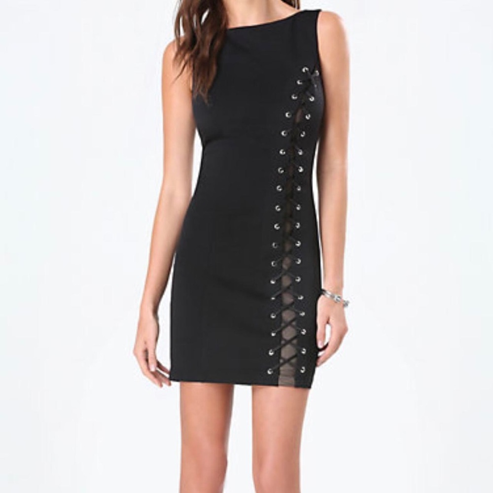 Bebe Black Lace-Up Dress